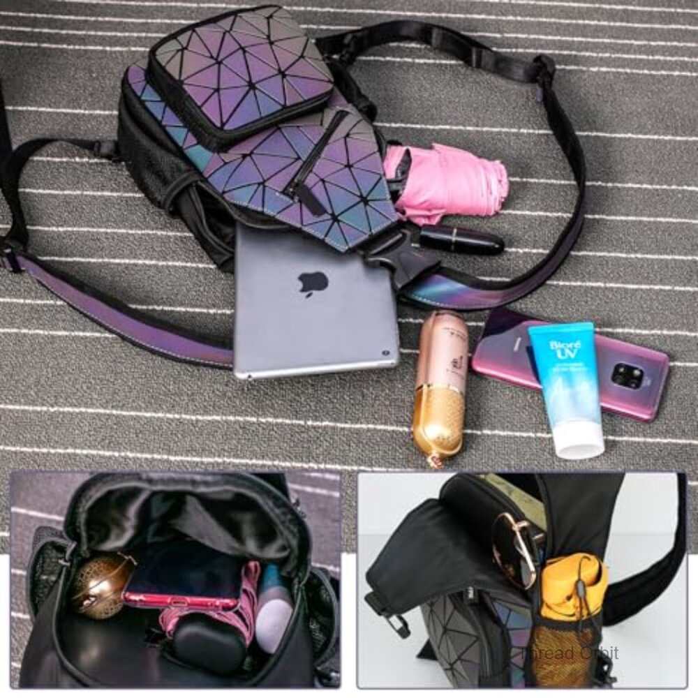 Geometric Luminous Backpack Reflective Daypack Cr… - image 6